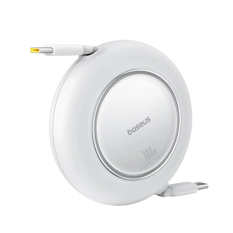Kabel Baseus Free2Pull Mini 100W zwijany USB-C - USB-C 2m - biały