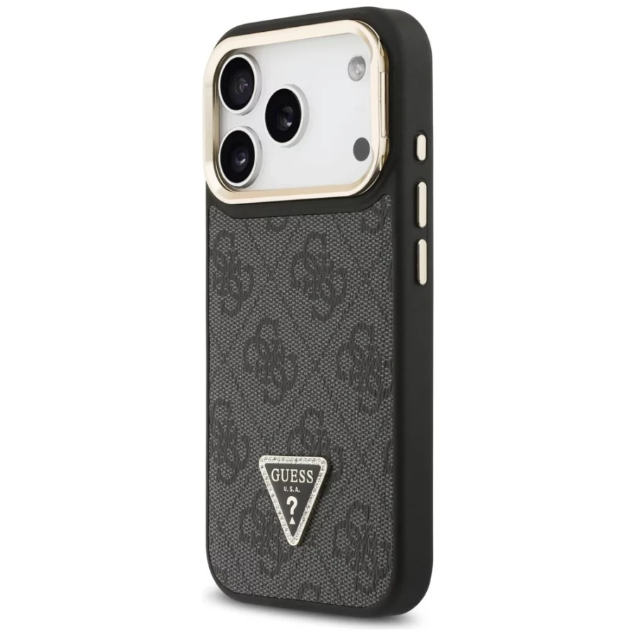 Etui Guess 4G PU Triangle Logo & Stand Camera Magsafe na iPhone 17 Pro - czarne