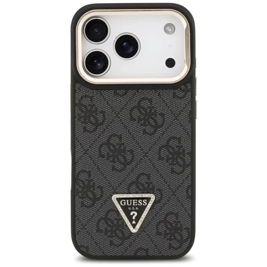 Etui Guess 4G PU Triangle Logo & Stand Camera Magsafe na iPhone 17 Pro - czarne