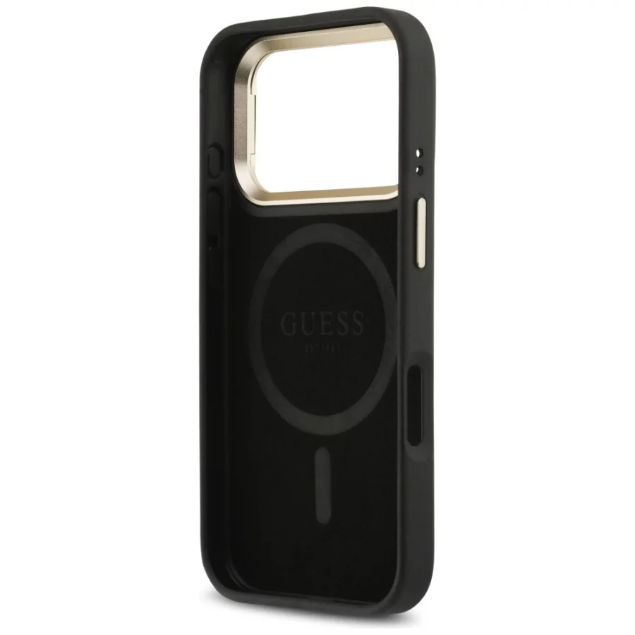 Etui Guess 4G PU Triangle Logo & Stand Camera Magsafe na iPhone 17 Pro - czarne