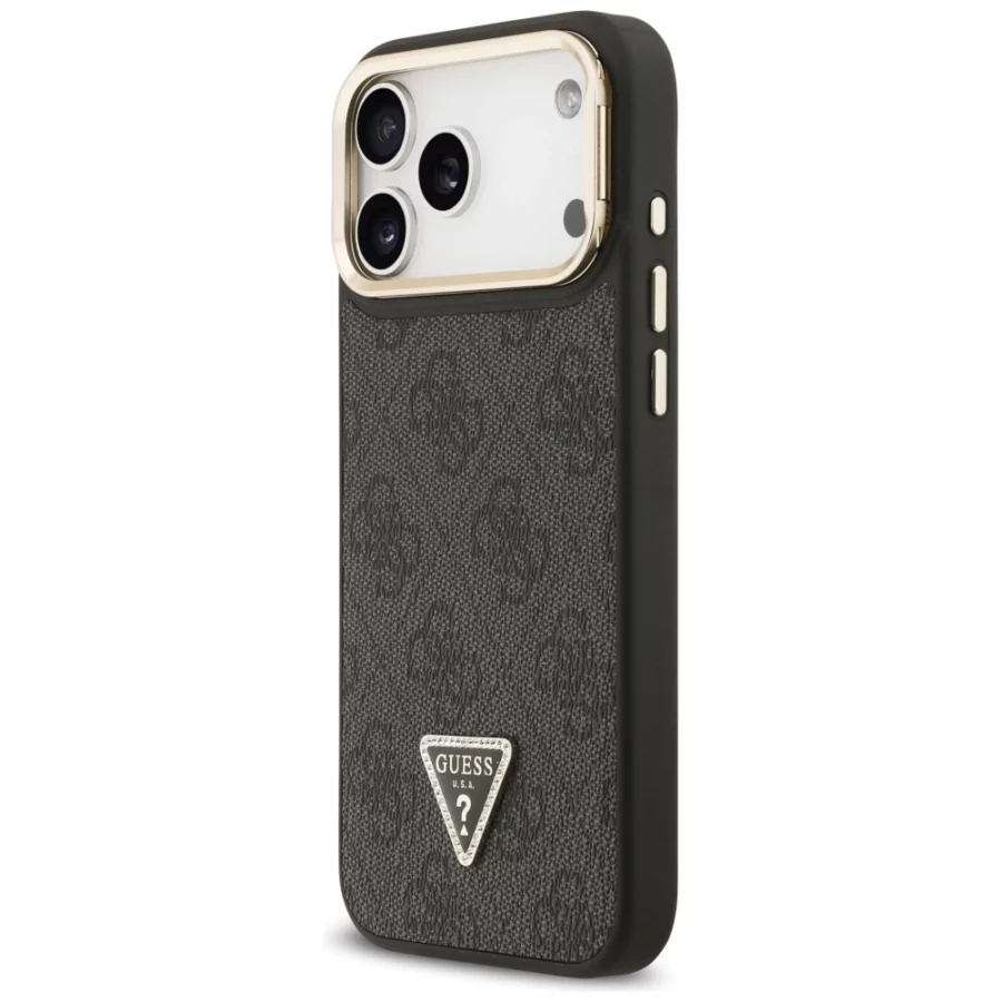 Etui Guess 4G PU Triangle Logo & Stand Camera Magsafe na iPhone 17 Pro Max - czarne