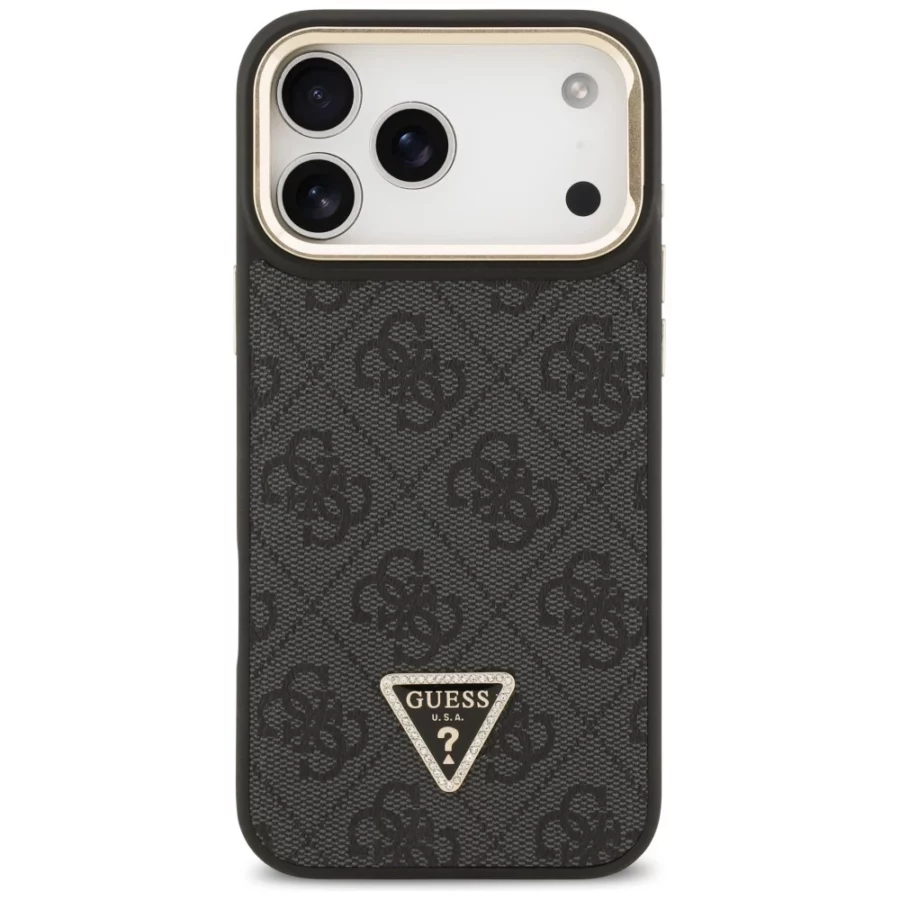 Etui Guess 4G PU Triangle Logo & Stand Camera Magsafe na iPhone 17 Pro Max - czarne