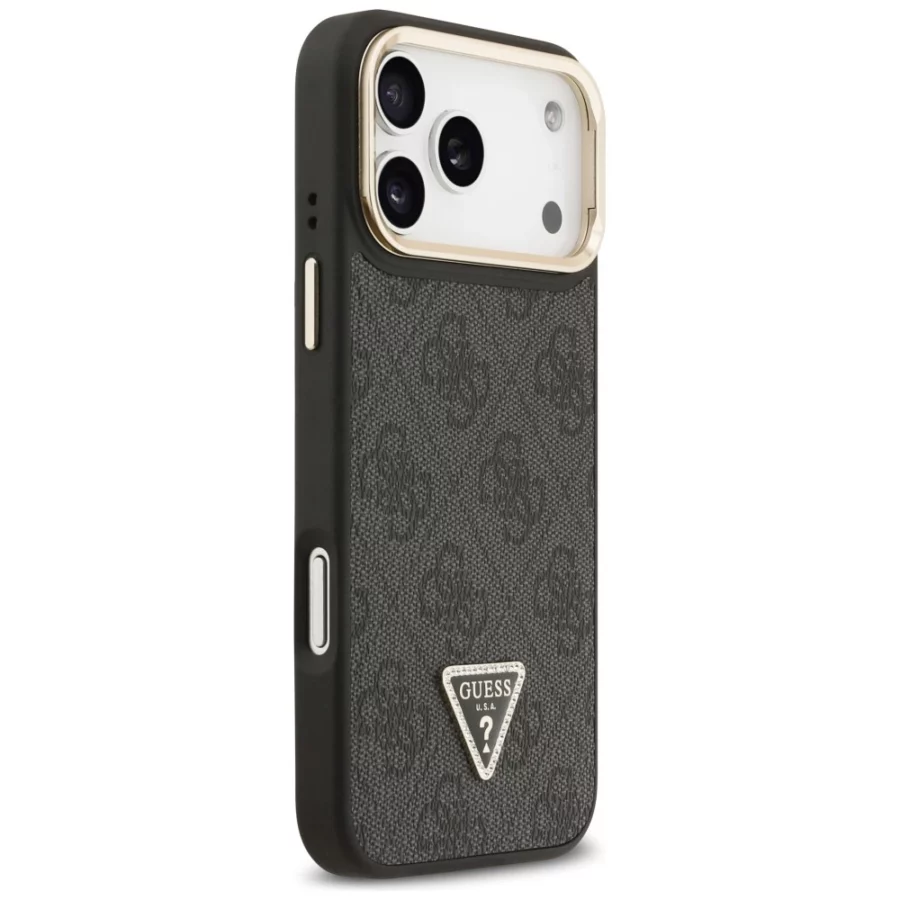 Etui Guess 4G PU Triangle Logo & Stand Camera Magsafe na iPhone 17 Pro Max - czarne