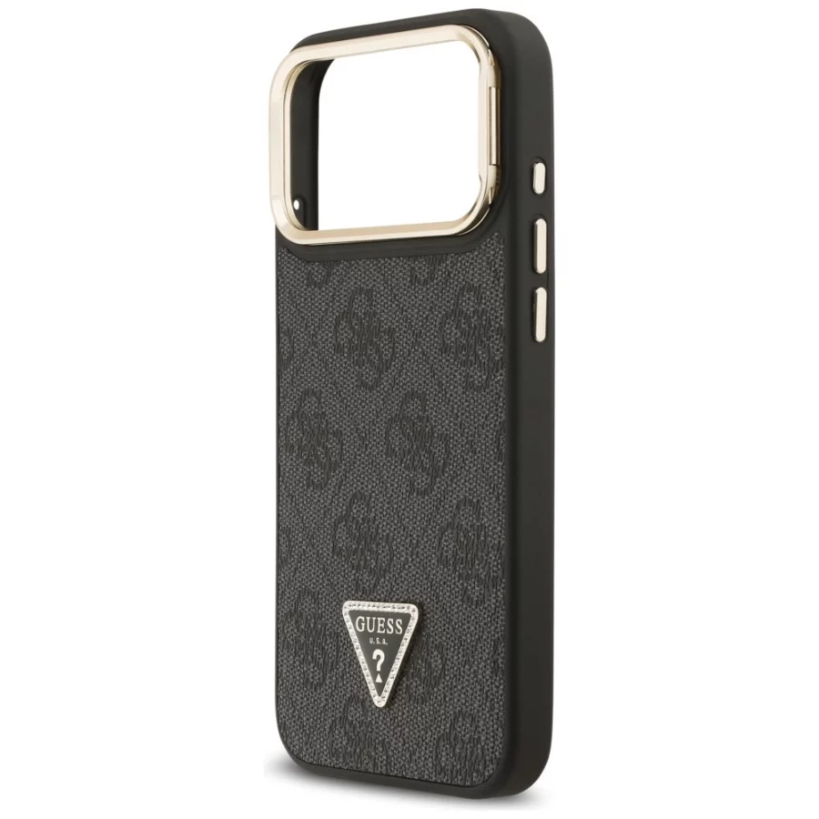 Etui Guess 4G PU Triangle Logo & Stand Camera Magsafe na iPhone 17 Pro Max - czarne
