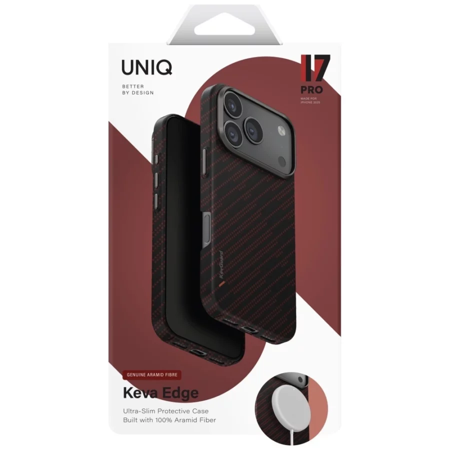 Etui UNIQ Keva EDGE Magclick Charging na iPhone 17 Pro - pomarańczowe