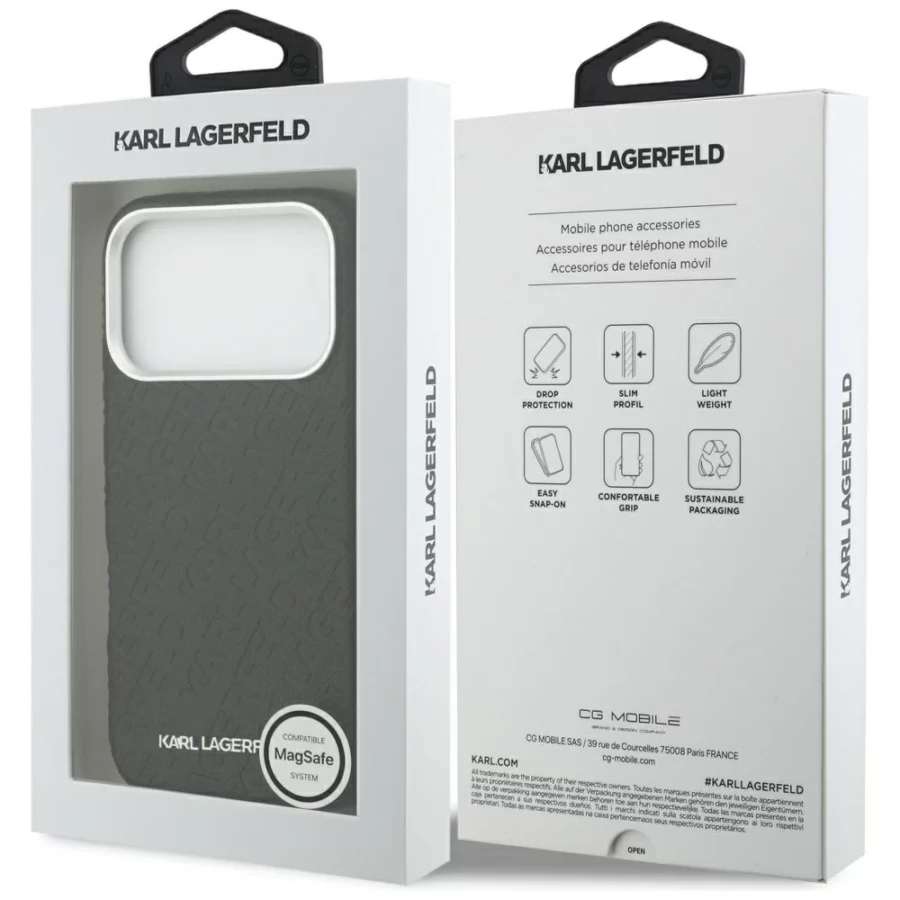 Etui Karl Lagerfeld FW Stamped Karl MagSafe na iPhone 17 Pro - czarne