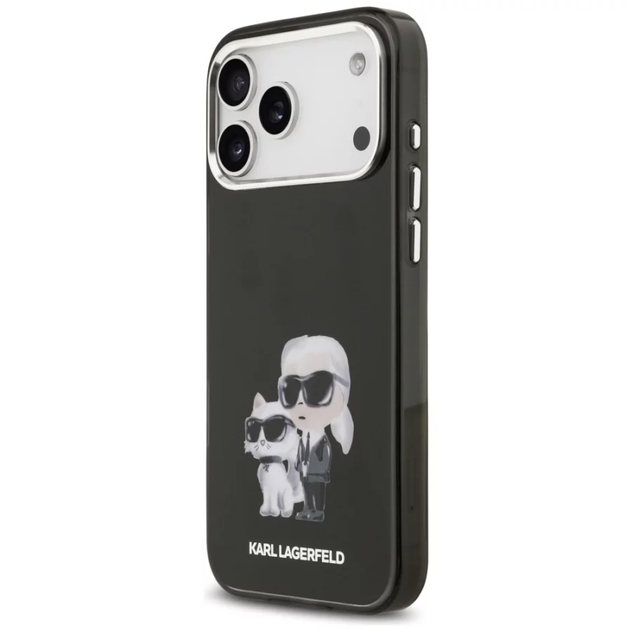 Etui Karl Lagerfeld IML Aquarelle Karl & Choupette & Logo MagSafe na iPhone 17 Pro - czarne