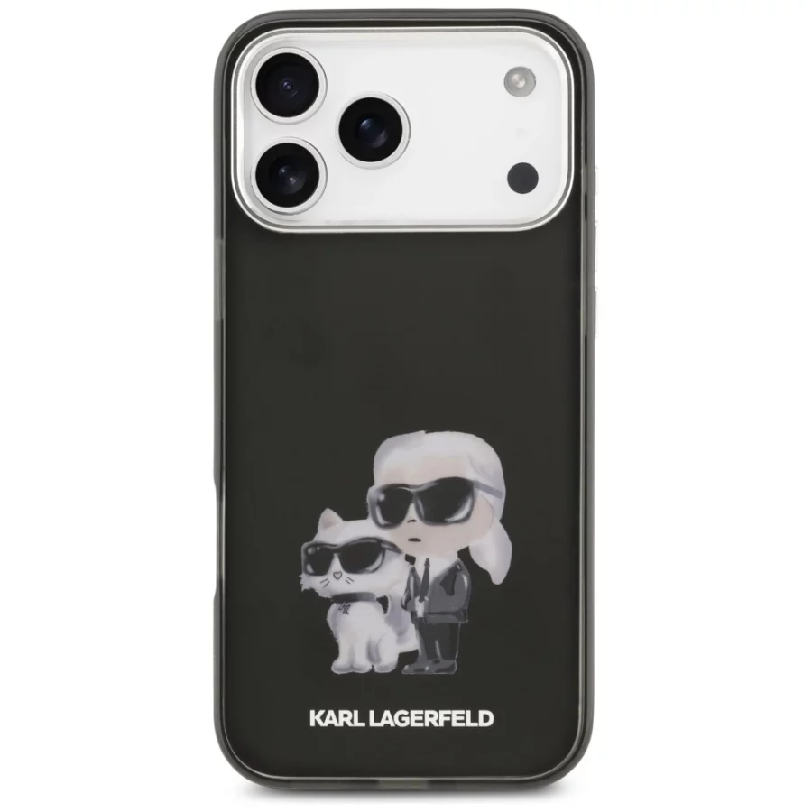 Etui Karl Lagerfeld IML Aquarelle Karl & Choupette & Logo MagSafe na iPhone 17 Pro - czarne