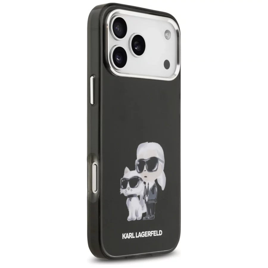 Etui Karl Lagerfeld IML Aquarelle Karl & Choupette & Logo MagSafe na iPhone 17 Pro - czarne