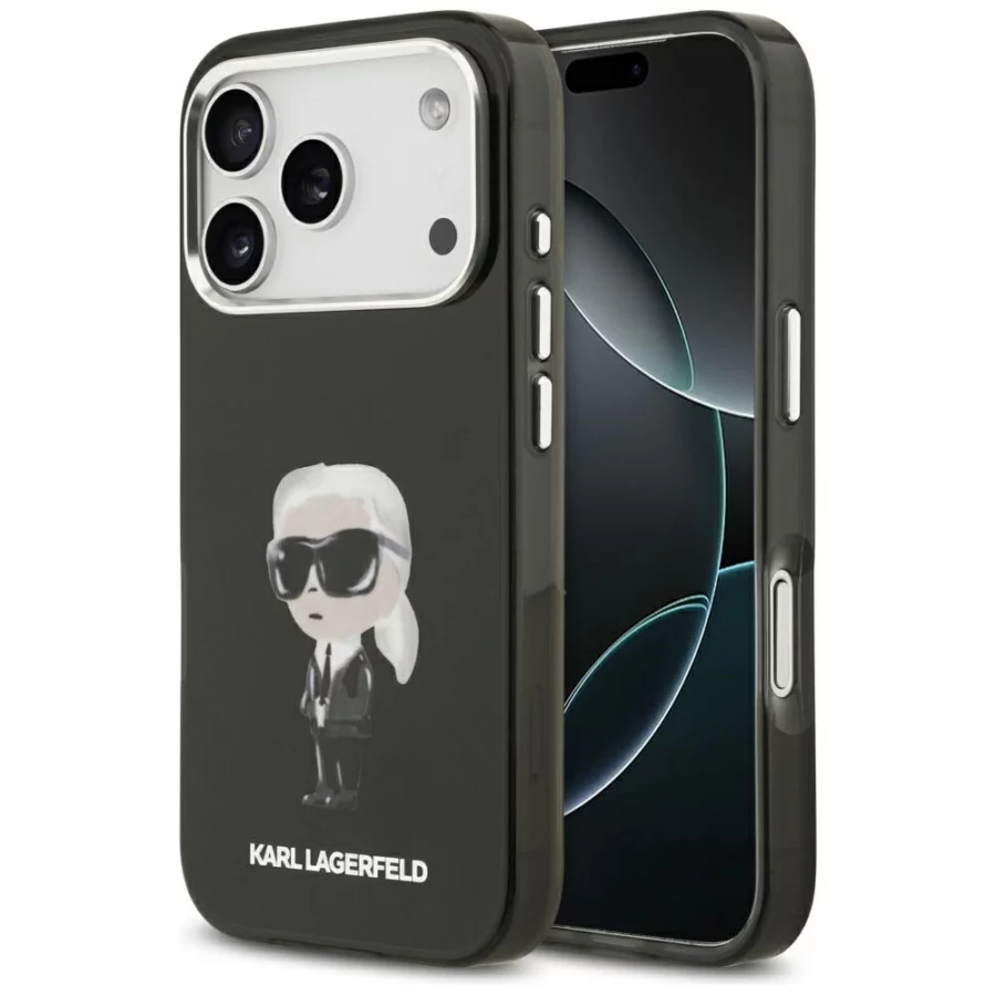 Etui Karl Lagerfeld IML Aquarelle Karl & Logo MagSafe na iPhone 17 Pro - czarne