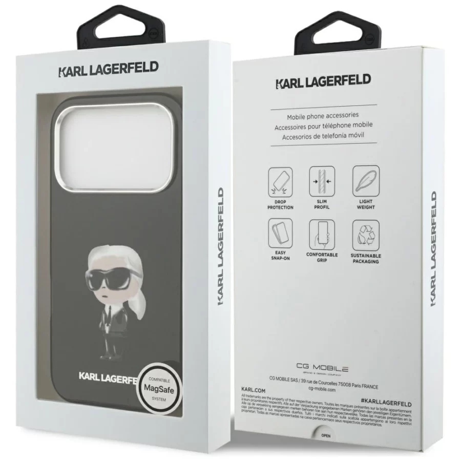 Etui Karl Lagerfeld IML Aquarelle Karl & Logo MagSafe na iPhone 17 Pro - czarne