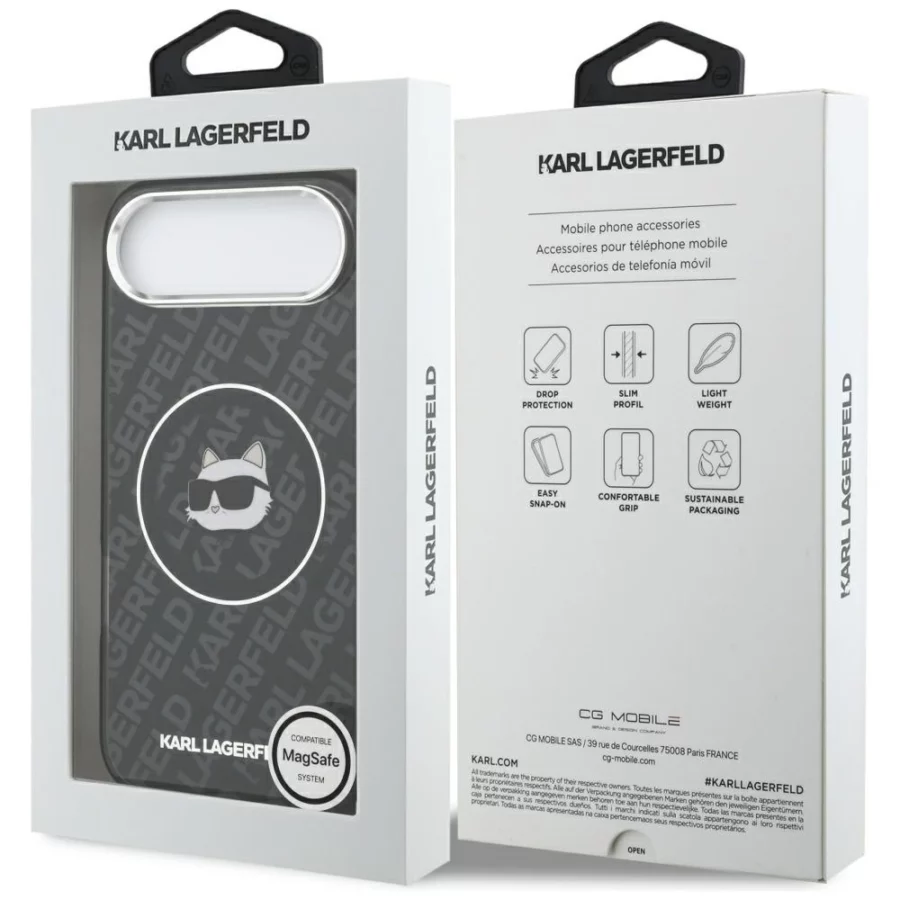 Etui Karl Lagerfeld IML Choupette Head Logo MagSafe na iPhone Air - czarne