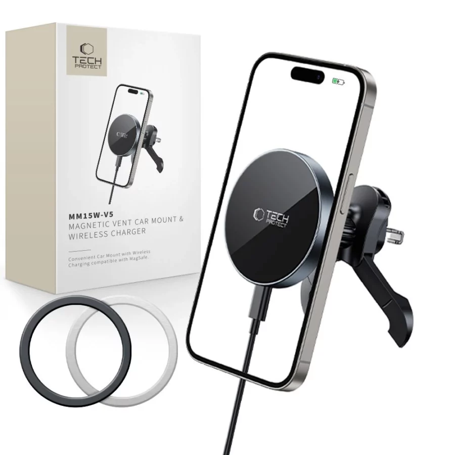 Uchwyt Samochodowy Tech-Protect mm15W-V5 Magnetic MagSafe na kratkę nawiewu - czarny