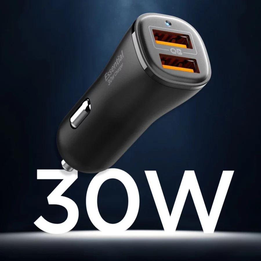 Ładowarka samochodowa Spigen Essential EV302 30 W 2-porty USB-A - czarna