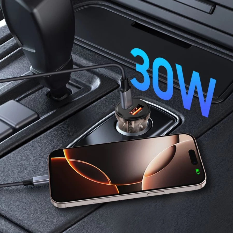 Ładowarka samochodowa Tech-Protect CC01 30 W 2-porty USB-A / USB-C - czarna