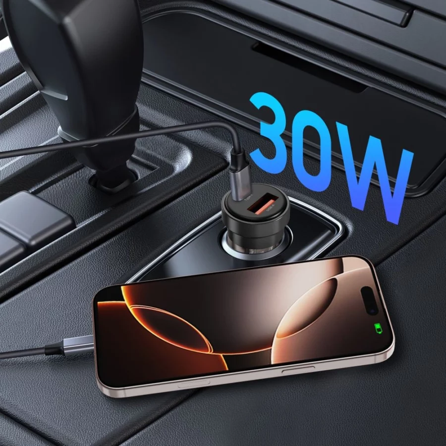 Ładowarka samochodowa Tech-Protect CC03 30 W 2-porty USB-A / USB-C - czarna