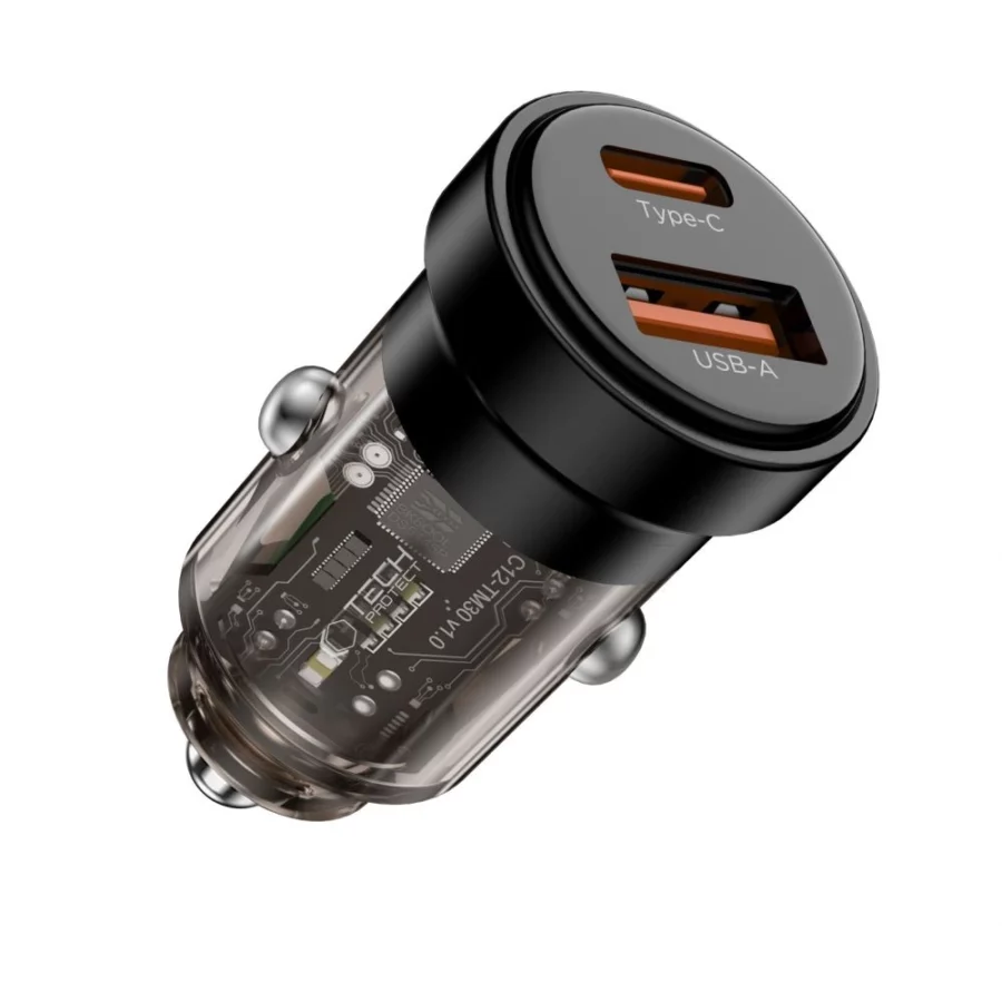 Ładowarka samochodowa Tech-Protect CC03 45 W 2-porty USB-A / USB-C - czarna