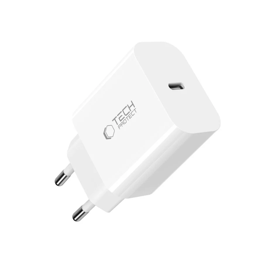 Ładowarka sieciowa Tech-Protect NC20W z kablem USB-C / Lighting 100 cm - biała