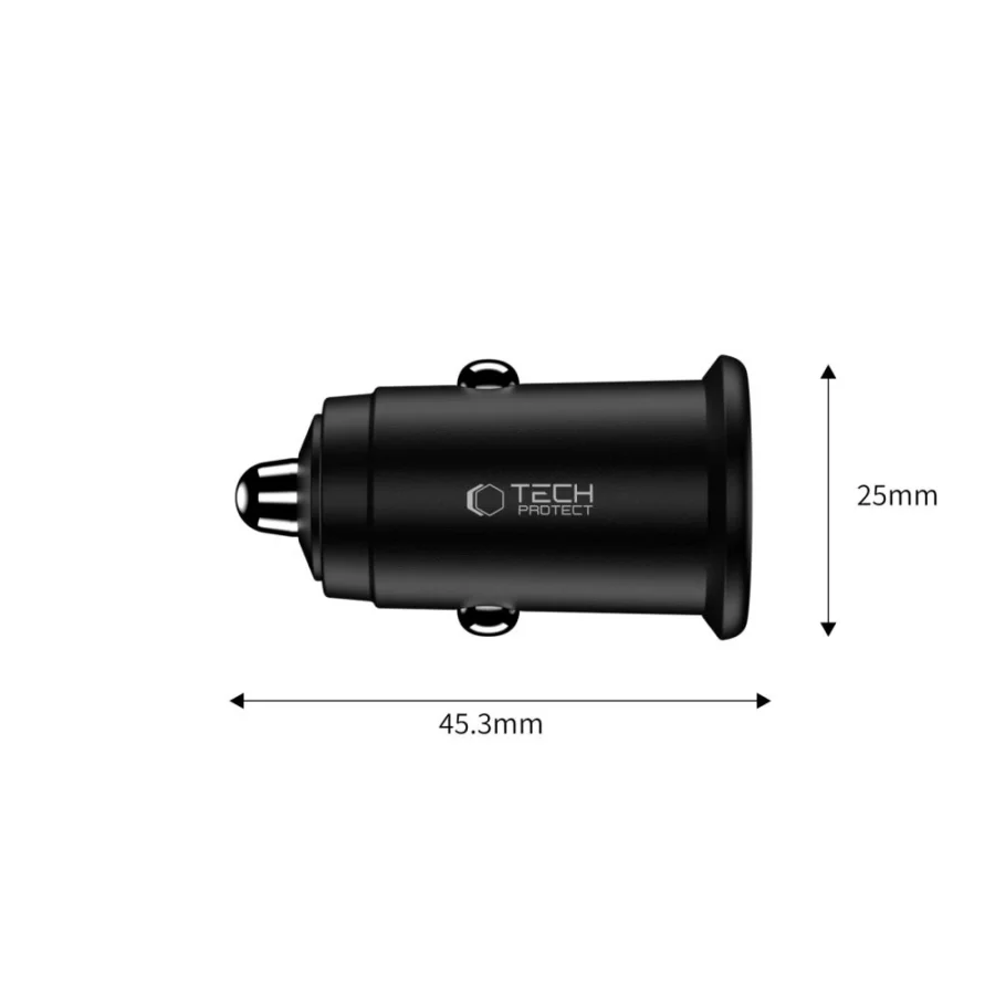 Ładowarka samochodowa Tech-Protect CC02 35W 2-porty USB-C / USB-A - czarna