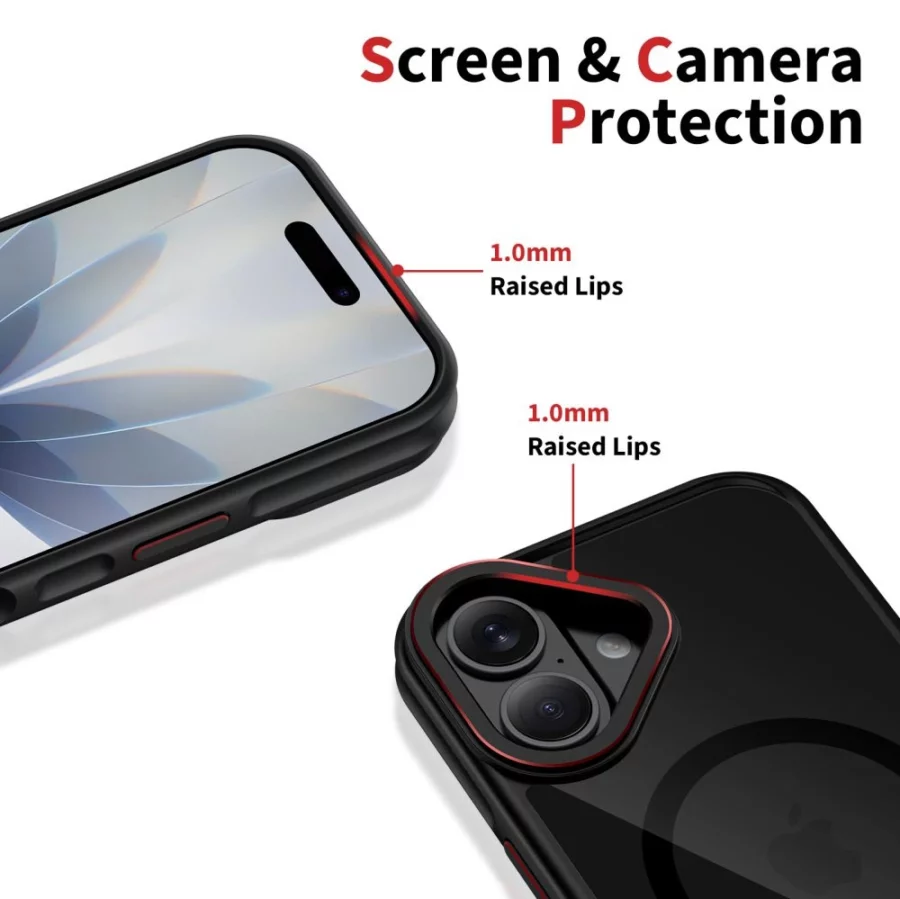 Etui Tech-Protect MagHybrid MagSafe na iPhone 17 - czarno-czerwone