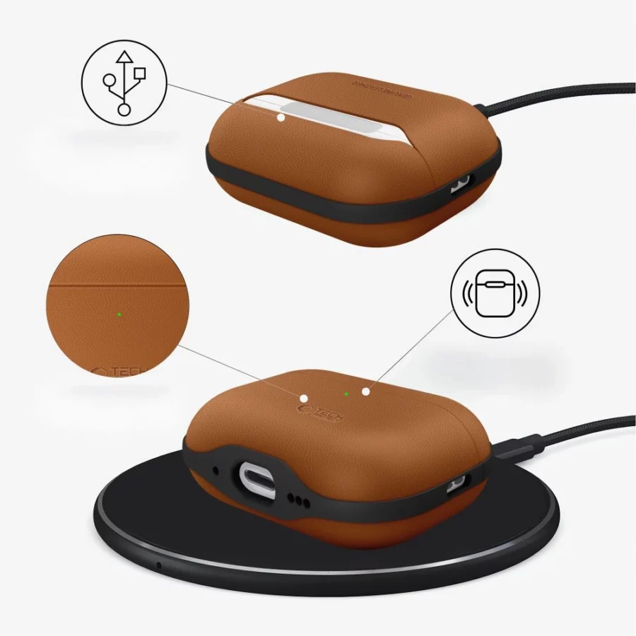 Etui Tech-Protect NaturalFit na AirPods Pro 3 - brązowe