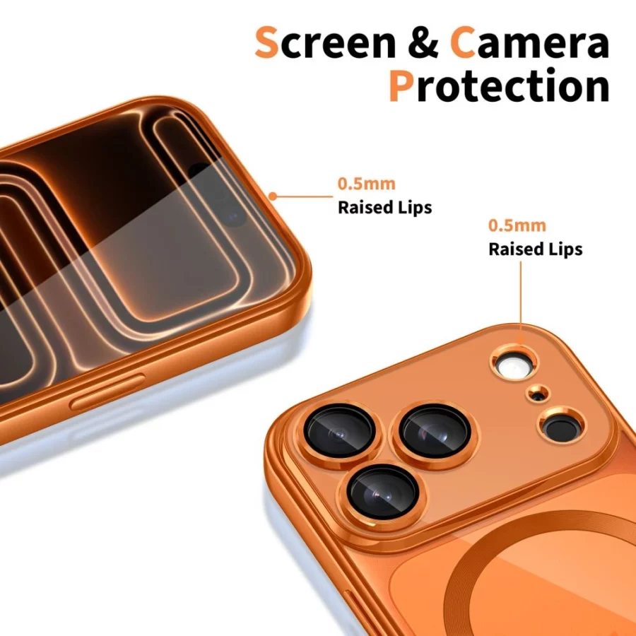 Etui Tech-Protect MagFlex MagSafe na iPhone 17 Pro - przezroczysto-pomarańczowe