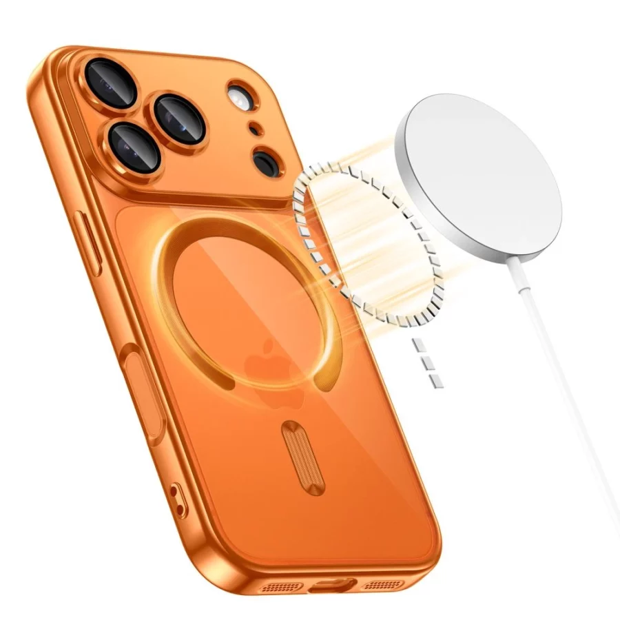 Etui Tech-Protect MagFlex MagSafe na iPhone 17 Pro Max - przezroczysto-pomarańczowy