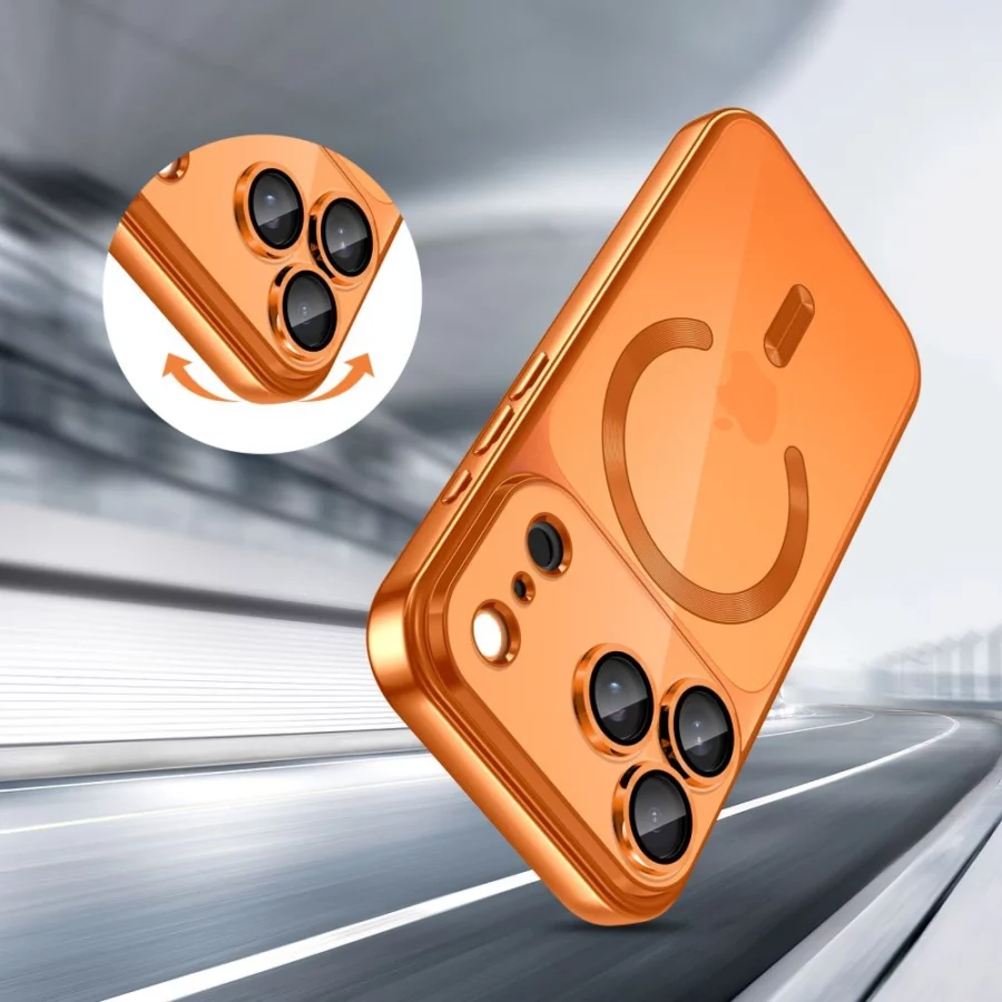 Etui Tech-Protect MagFlex MagSafe na iPhone 17 Pro Max - przezroczysto-pomarańczowy