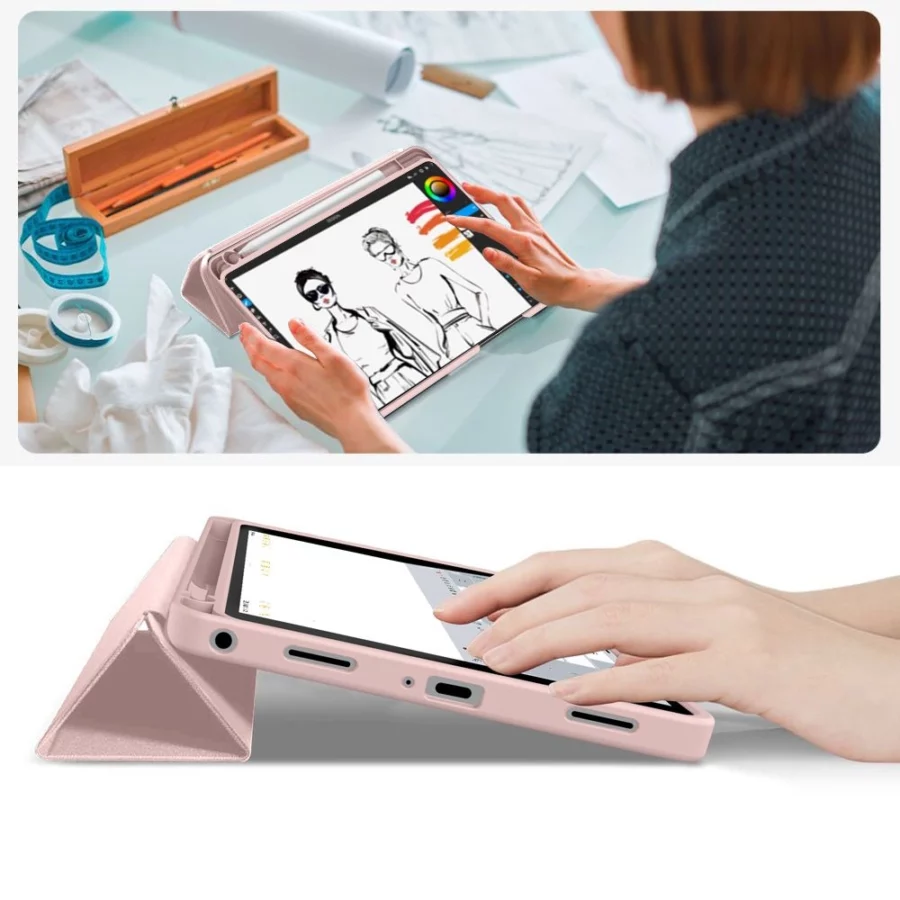 Etui TechProtect SmartCase Pen na Samsung Galaxy Tab A9+ / A11+ Plus 11.0 X210 / X215 / X216 / X230 / X235 / X236 - różowe