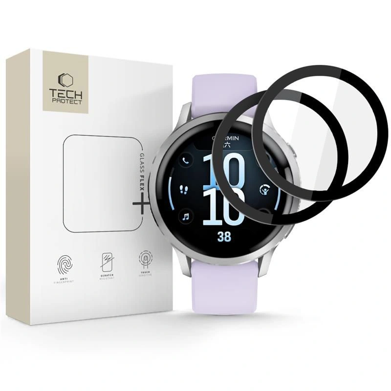 Szkło Tech-Protect Glass Flex+ 2-pack na Garmin Venu 4 41 mm - czarne