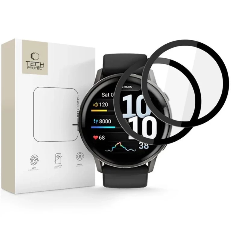 Szkło Tech-Protect Glass Flex+ 2-pack na Garmin Venu 4 45 mm - czarne