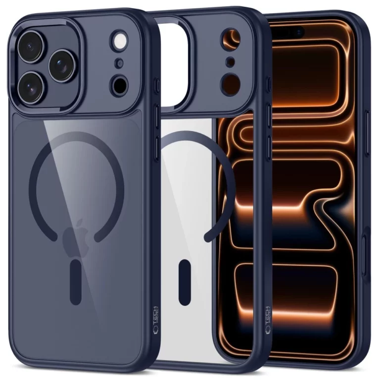 Etui Tech-Protect MagMat MagSafe na iPhone 17 Pro Max - przezroczysto - granatowe