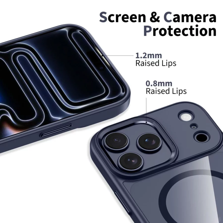 Etui Tech-Protect MagMat MagSafe na iPhone 17 Pro Max - przezroczysto - granatowe