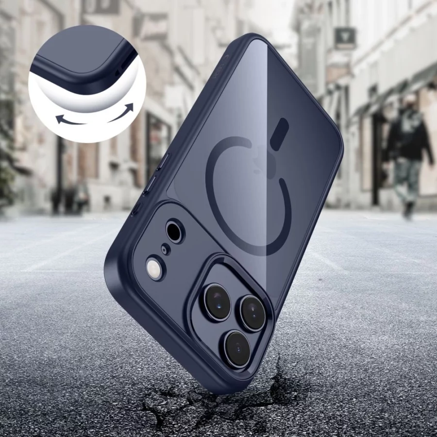 Etui Tech-Protect MagMat MagSafe na iPhone 17 Pro Max - przezroczysto - granatowe