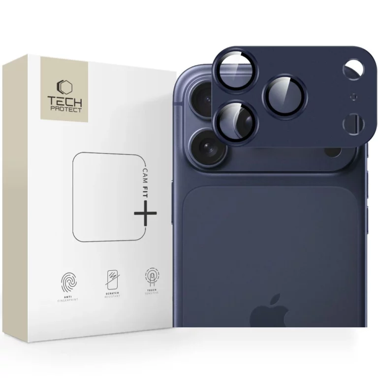 Szkło na obiektyw Tech-Protect Camfull Fit+ na iPhone 17 Pro - granatowe