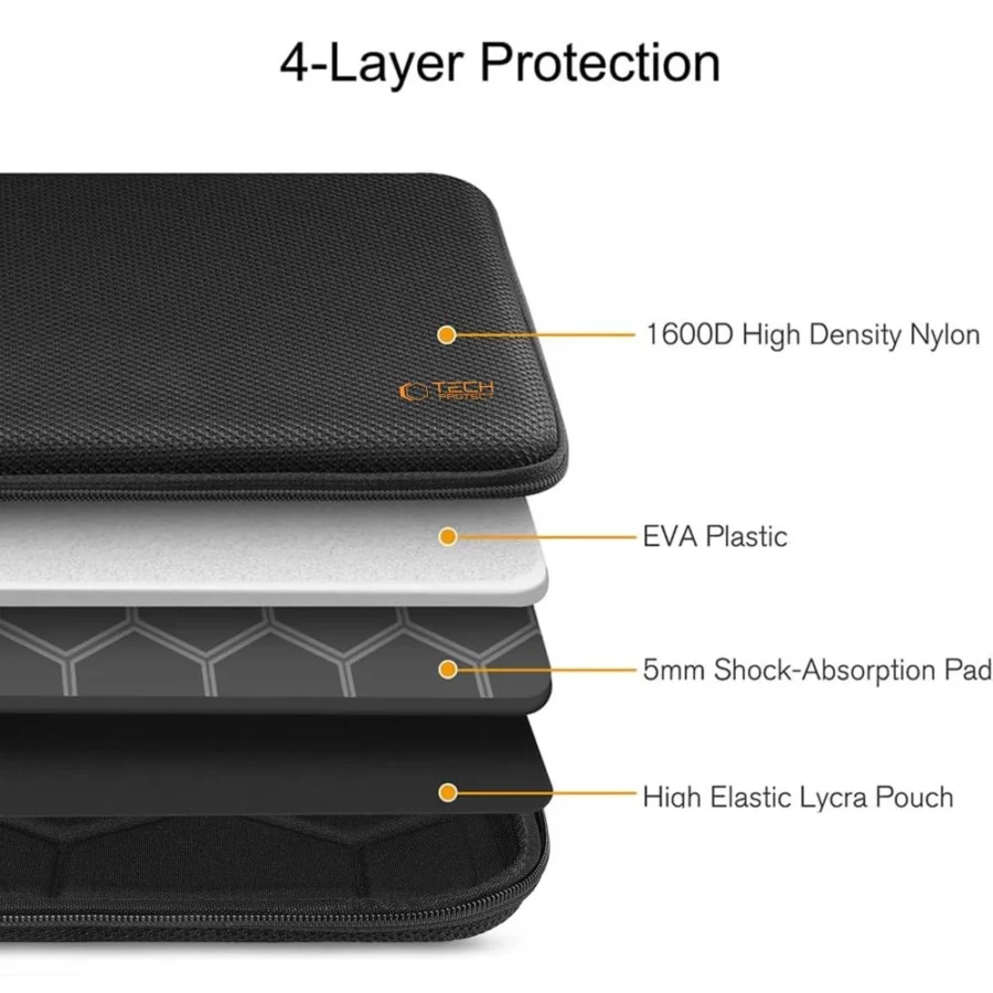Etui Tech-Protect Hardpouch na laptopa 15-16 - czarno-pomarańczowe
