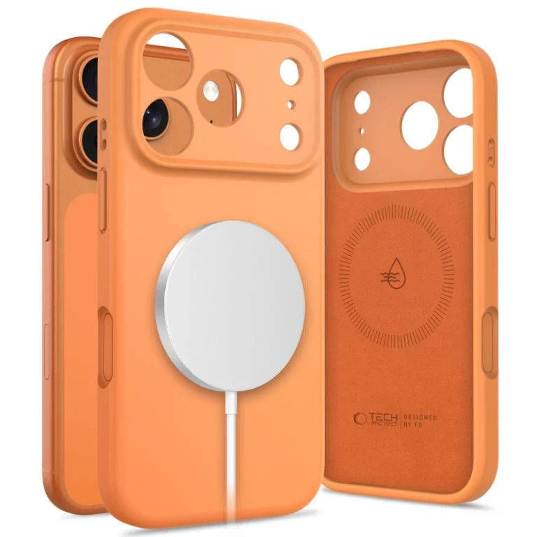 Etui Tech-Protect Silicone MagSafe na iPhone 17 Pro Max - pomarańczowe