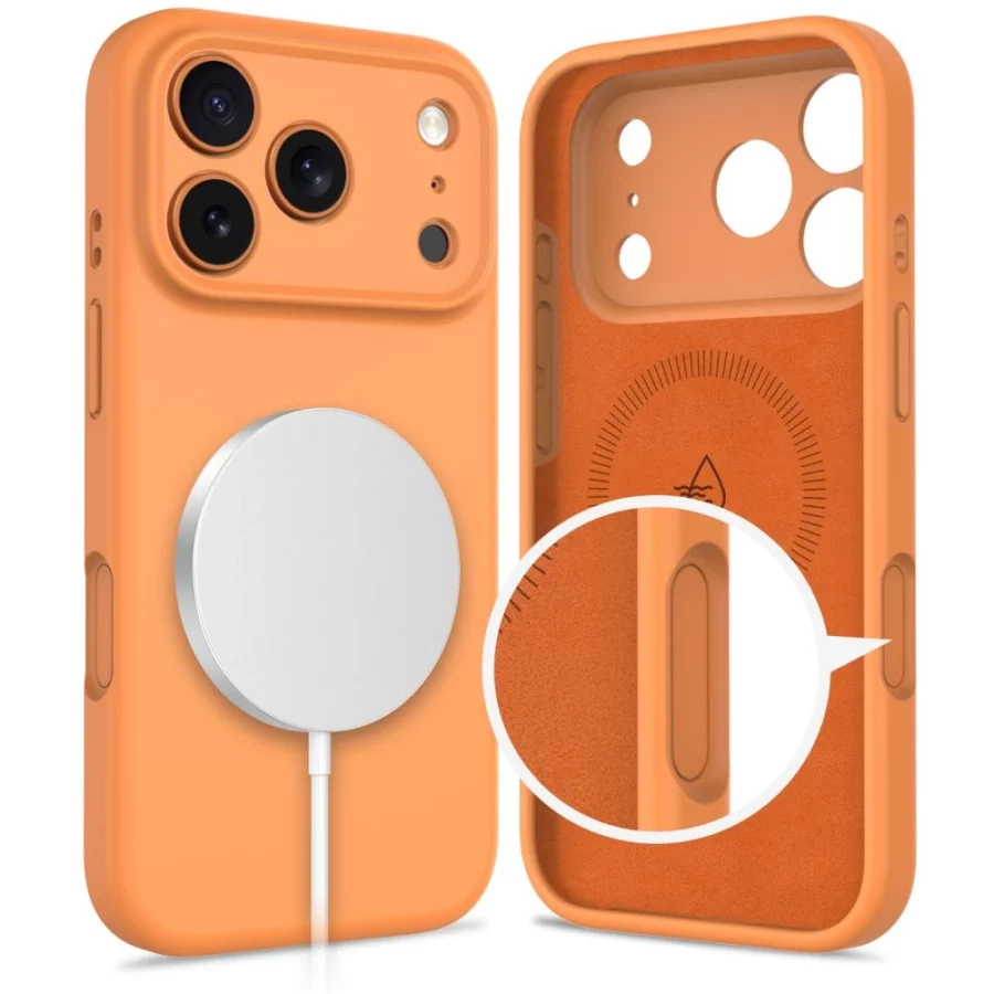 Etui Tech-Protect Silicone MagSafe na iPhone 17 Pro Max - pomarańczowe