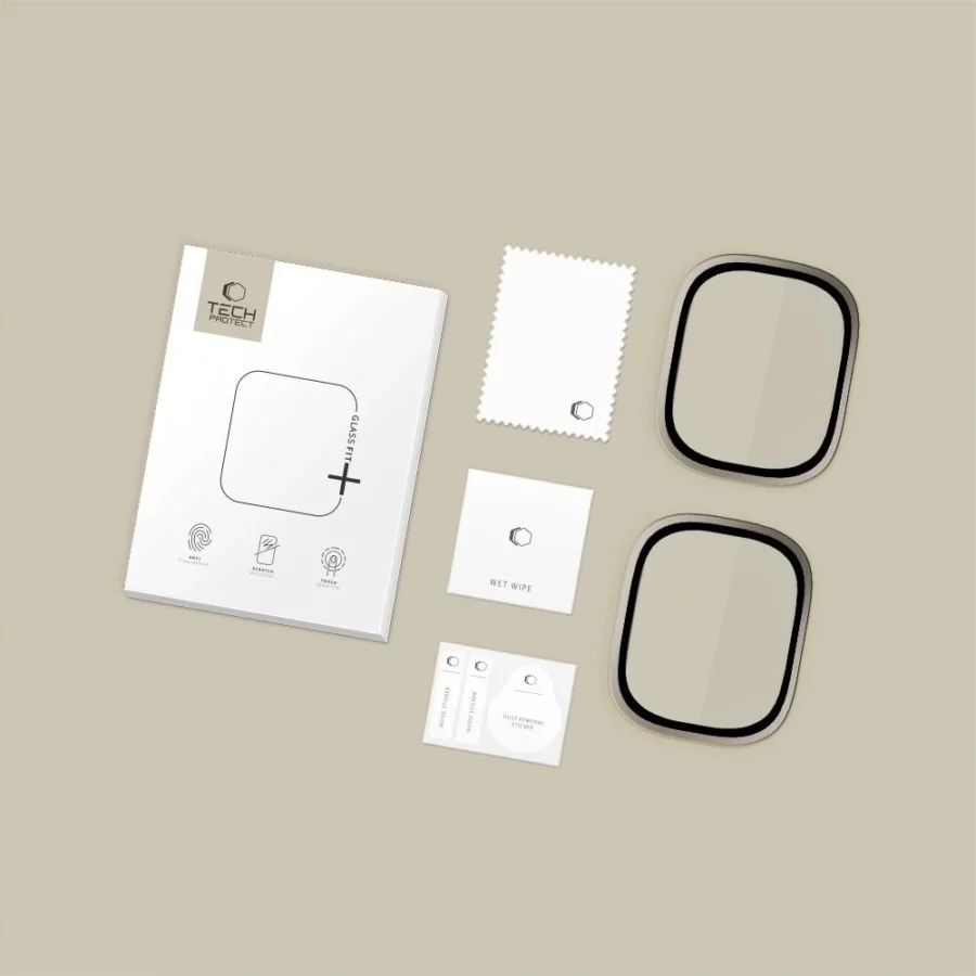 Szkło hartowane Tech-Protect 2-pack na Apple Watch Ultra 49 mm - srebrno-czarne
