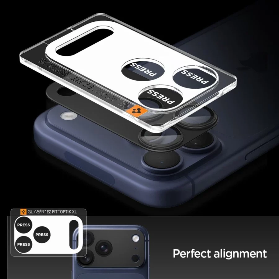 Szkło na obiektyw Spigen Optik Pro XL na iPhone 17 Pro - czarne