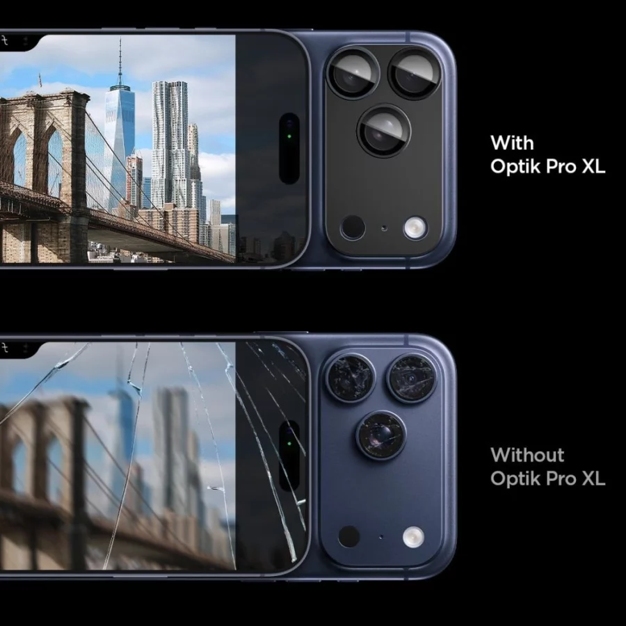 Szkło na obiektyw Spigen Optik Pro XL na iPhone 17 Pro - czarne
