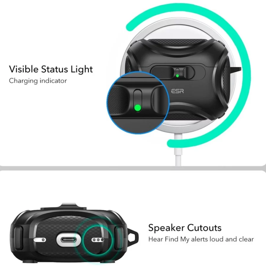 Etui ESR Cyber FlickLock MagSafe na AirPods Pro 3 - czarne
