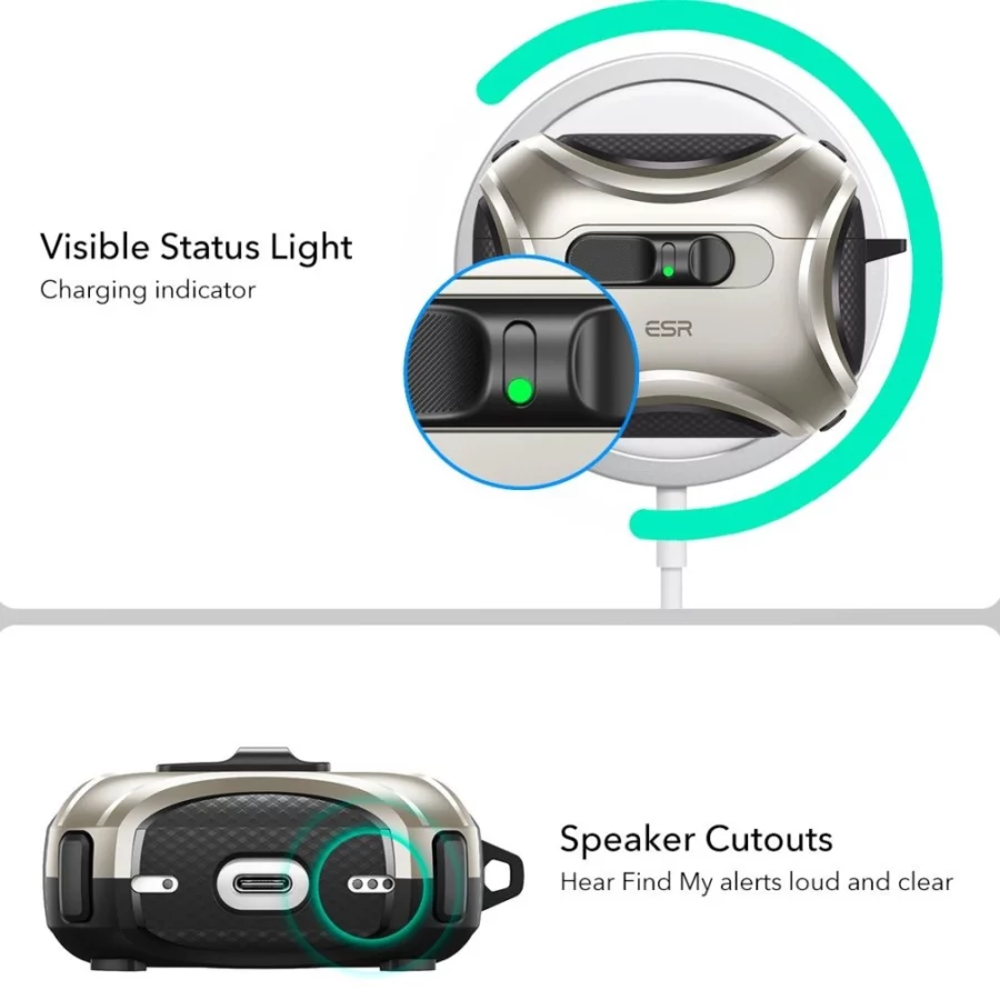 Etui ESR Cyber FlickLock MagSafe na AirPods Pro 3 - srebrne