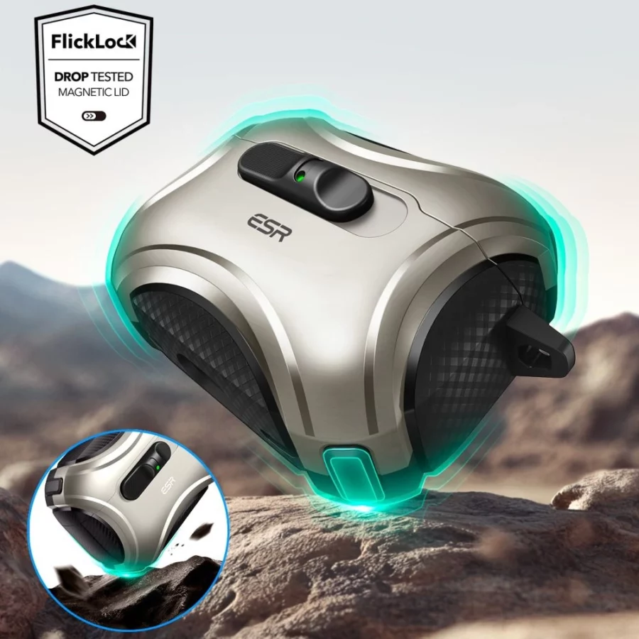 Etui ESR Cyber FlickLock MagSafe na AirPods Pro 3 - srebrne