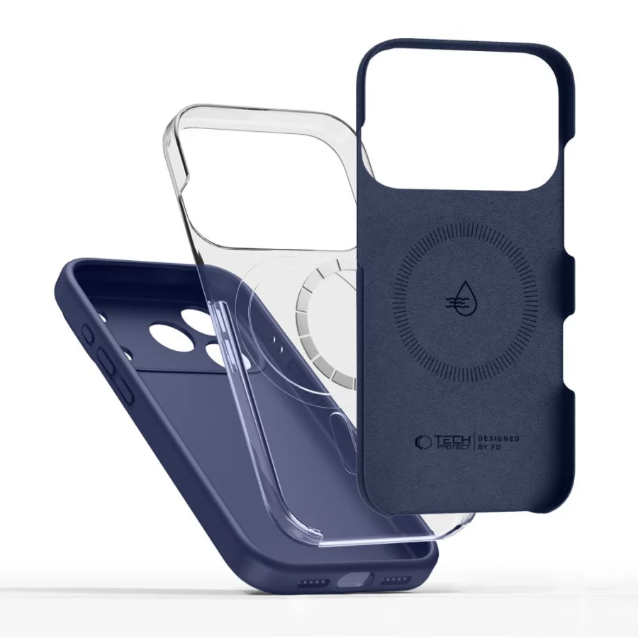 Etui Tech-Protect Silicone MagSafe na iPhone 17 Pro - granatowe