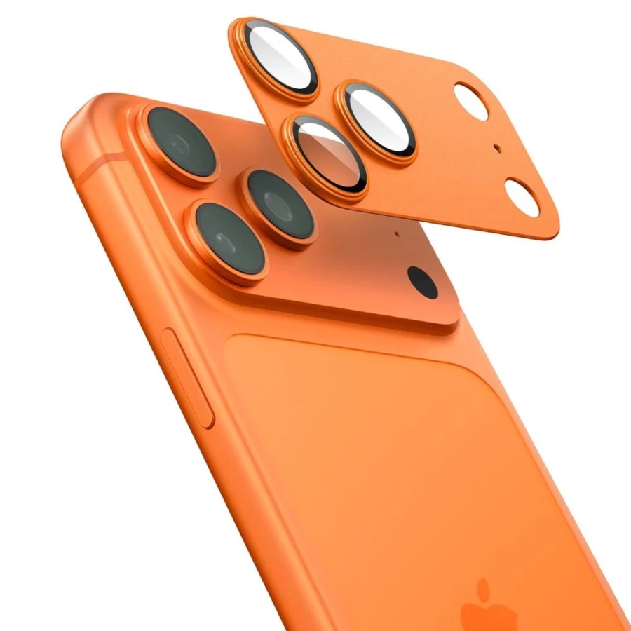 Szkło na obiektyw Spigen Optik Pro XL na iPhone 17 Pro - pomarańczowe