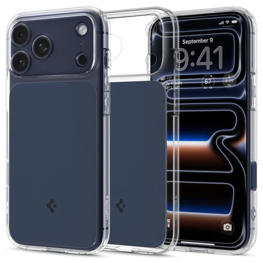 Etui Spigen Thin Fit MagSafe na iPhone 17 Pro Max - przezroczysto-granatowe