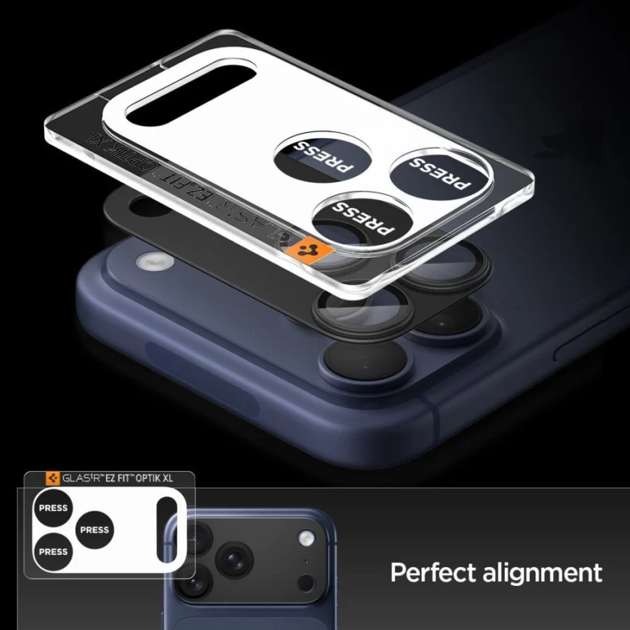 Szkło na obiektyw Spigen Optik Pro XL na iPhone 17 Pro Max - czarne
