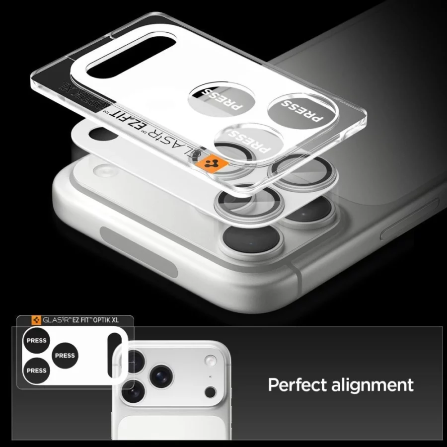 Szkło na obiektyw Spigen Optik Pro XL na iPhone 17 Pro Max - srebrne