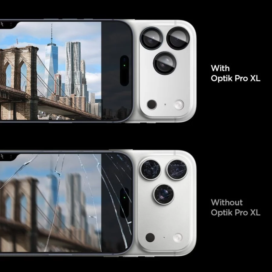 Szkło na obiektyw Spigen Optik Pro XL na iPhone 17 Pro Max - srebrne